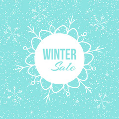 Vector illustration with snowflakes and lettering 