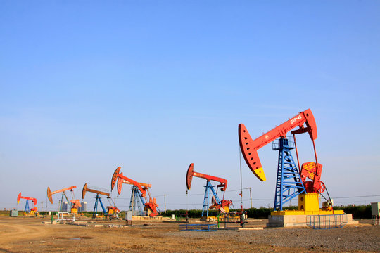 crank balanced beam pumping unit in the JiDong oilfield, China.
