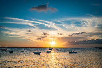 Naklejka na ściany i meble Sunset Views around Curacao a small Caribbean island
