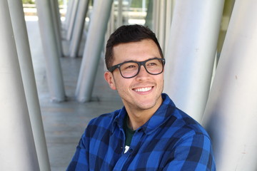 Handsome businessman wearing eyeglasses with copy space © ajr_images