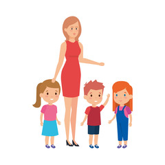 mother with sons and daughter characters