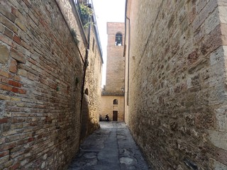 Typical Medieval alley of Montefalco, a town in Umbria that is famous for the red wine 