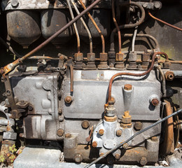 Rusty abandoned engine block