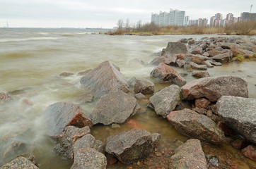 Big rocks on the coast.