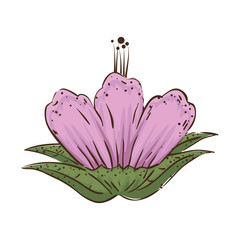 cute flower with leafs decorative