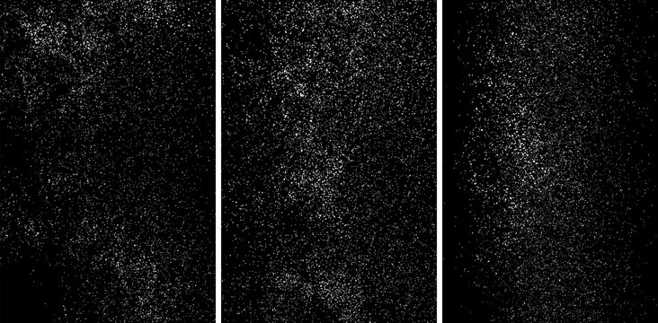 White grainy texture isolated on black background.White grainy texture isolated on black background. Damaged textured. Snow design elements. Set vector illustration,eps 10.