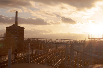 sunset over the city