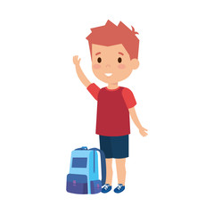 little boy with schoolbag character