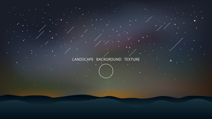 Obraz na płótnie Canvas Night landscape with hills and falling stars vector illustration