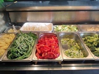 chopped food on display