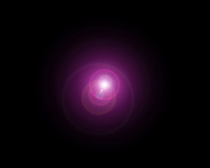  Isolated realistic lens flare visual effect on black night background. Space star. 