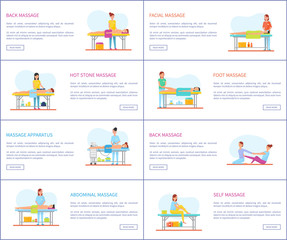Session of Medical Massage Vector Cartoon Banners