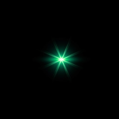  Isolated realistic lens flare visual effect on black night background. Space star. 