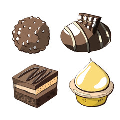 Hand drawn sketch with french dessert petit fours