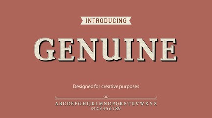 Genuine typeface.For labels and different type designs