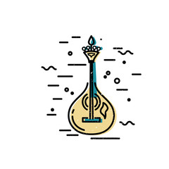 Acoustic guitar logo design. Portuguese fado guitar. Flat and line style vector illustration.