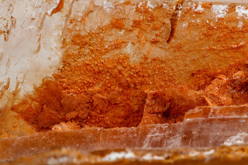 Macro mineral stone Calcite on a white background