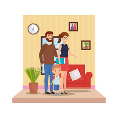 parents couple with son characters