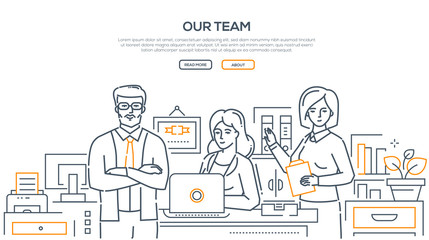 Our team - modern line design style banner