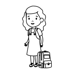 beautiful little schoolgirl with schoolbag