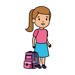 beautiful little schoolgirl with schoolbag