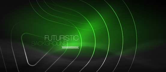 Dark black abstract background with neon colors and lines