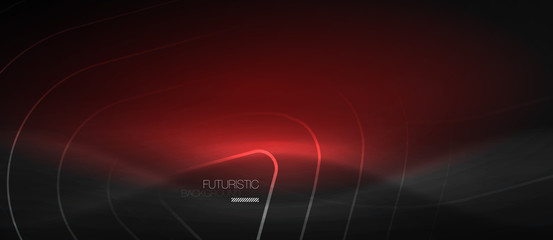 Dark black abstract background with neon colors and lines