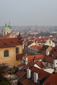 Red tiled roofs of Mala Strana (Lesser Town) in Prague