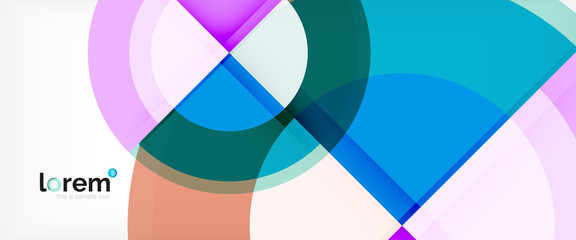 Modern geometric circles abstract background, colorful round shapes with shadow effects