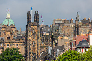 Fototapeta na wymiar View from Scottish Edinburgh castle at skyline old medieval city