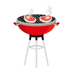bbq grill with meat beef - obrazy, fototapety, plakaty