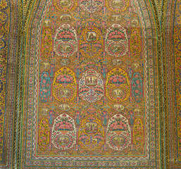 Fototapeta na wymiar Traditional Iran ceramics artistic wall tile with an ornament