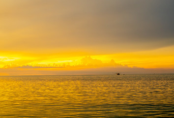Seascape view under twilight evening sky
