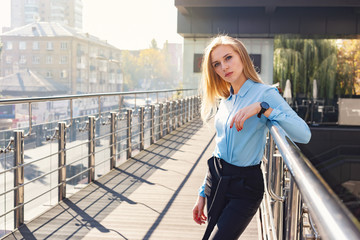 Modern young woman in a big city