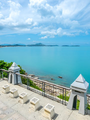 Fototapeta na wymiar Landmark viewpoint seascape view of Samui island, Thailand