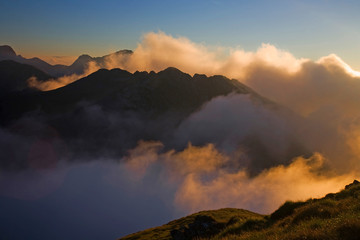 sunset in the mountains