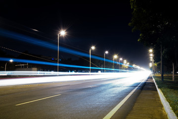 Fototapeta na wymiar Light trails on highway