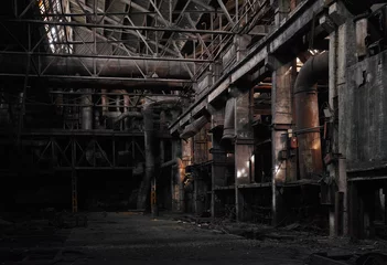 Foto op Plexiglas Vervallen omstandigheden van de oude verlaten fabriek. © esalienko
