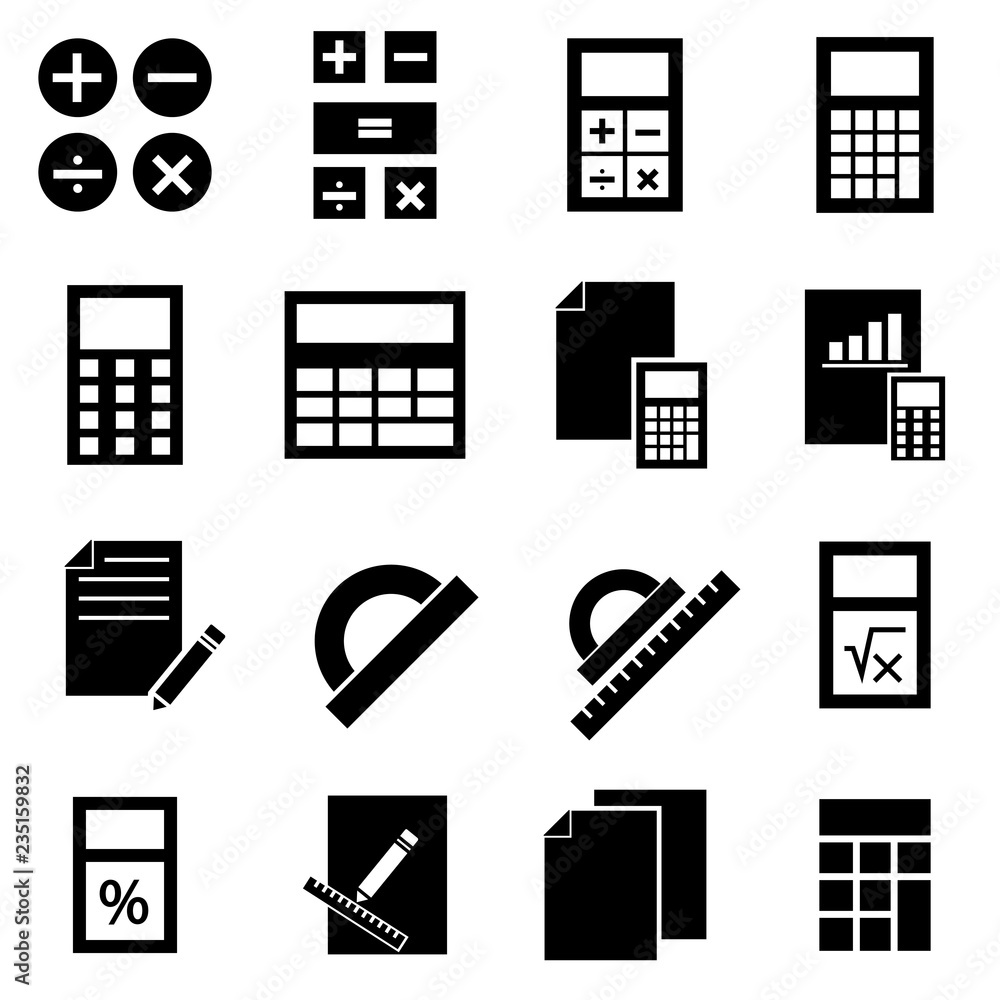 Poster simple set of calculation related vector icons for your design