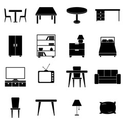 furniture icon set, vector eps10.