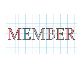 member word on checkered paper texture- vector illustration