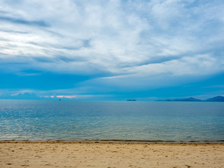 Seascape view under twilight evening sky
