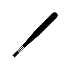 Vector flat black baseball bat icon on white background