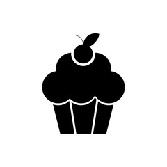 cream cupcake icon, vector illustration, black sign on isolated background