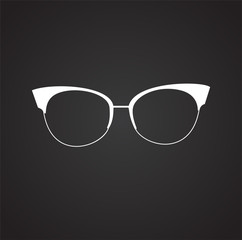 Trendy eye wear glasses on black background icon