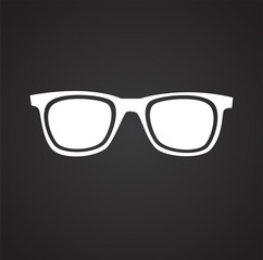 Trendy eye wear glasses on black background icon