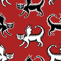 Seamless background of manticore cats