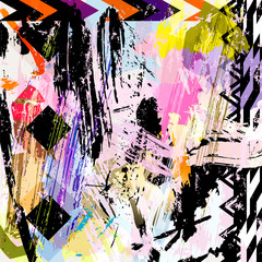 abstract background artwork, with strokes, splashes and geometric lines