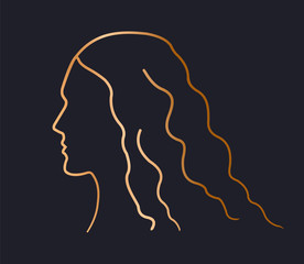 Beautiful female face silhouette in profile. Vector illustration.
