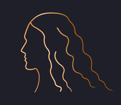 gold outline woman profile, dark background clip art preview